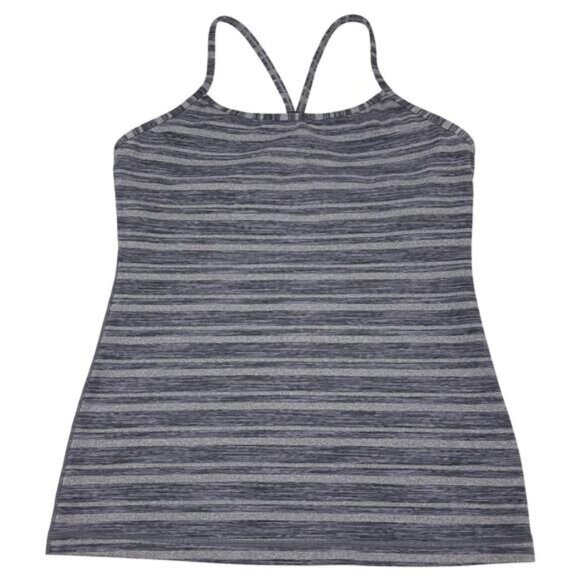 LULULEMON Power Y Tank Size 8 Black Stripes Galore - Picture 5 of 8